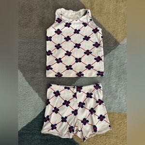 Mini Rodini Blue and Red Patterned Kids Short & Tank Set